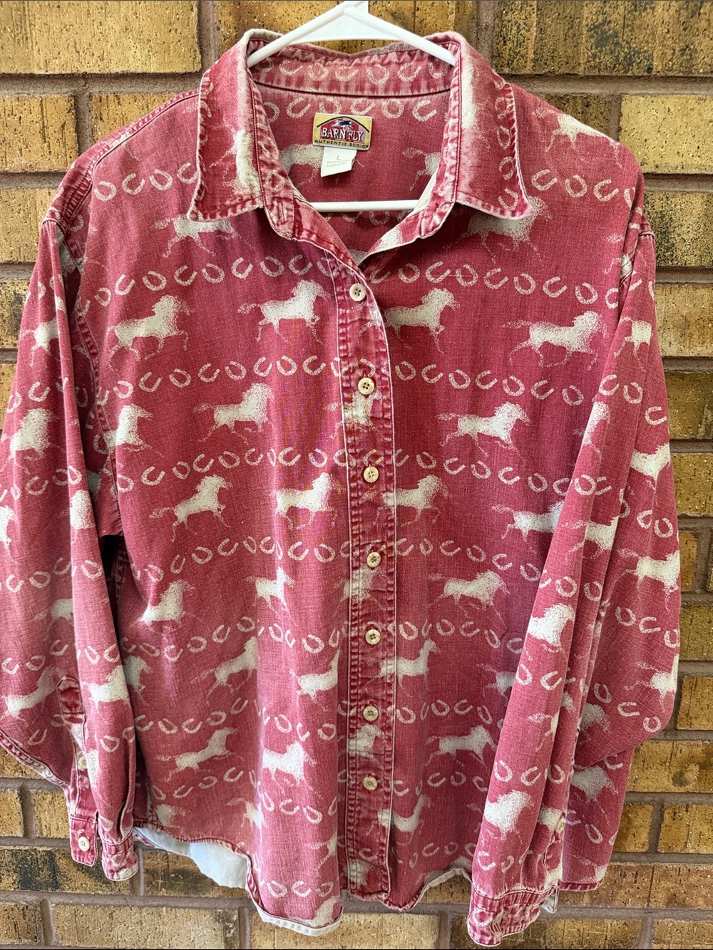 Barnfly Horse Print Button-Down Shirt